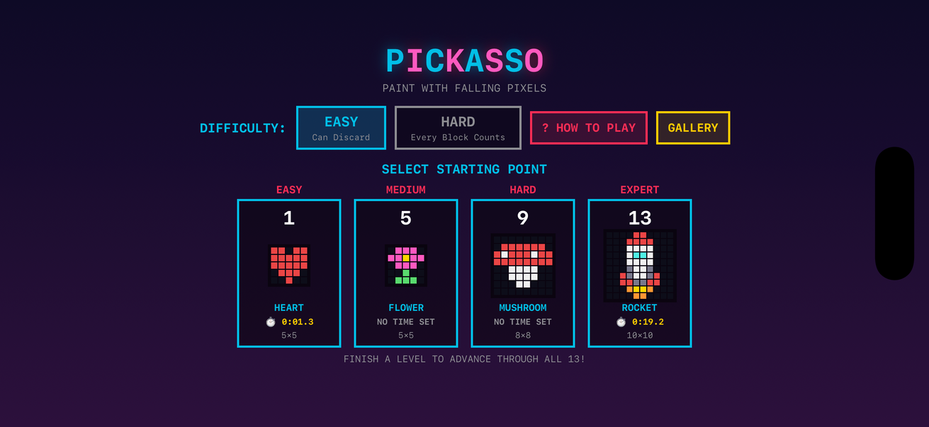 Pickasso title screen